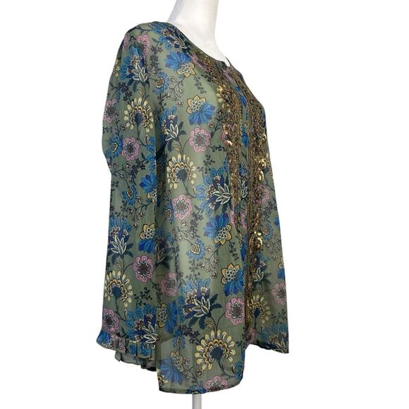 Soft Surroundings Floral Ceres Tunic Top Size L‎ NEW Boho Embellished - Picture 4 of 11